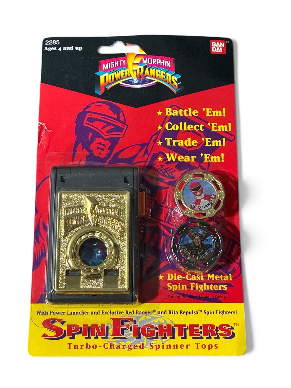 Mighty Morphin Power Rangers Spin Fighters 1993 Bandai Red Ranger Rita NOS VTG
